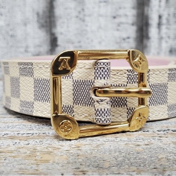 Louis Vuitton Damier Azur LV Malletier Belt + Size 32 - Picture 1 of 8